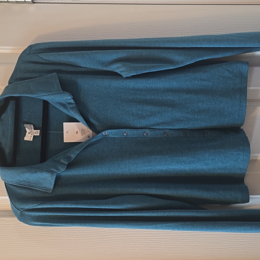 TRUE CRAFT BRAND WOMEN'S JUNIOR SIZE LONG SLEEVES TURQUOISE TOP SIZE XL